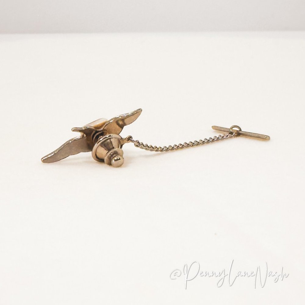 Vintage Bird w/ Blue Stone Tie Tack Chain - Picture 4 of 6